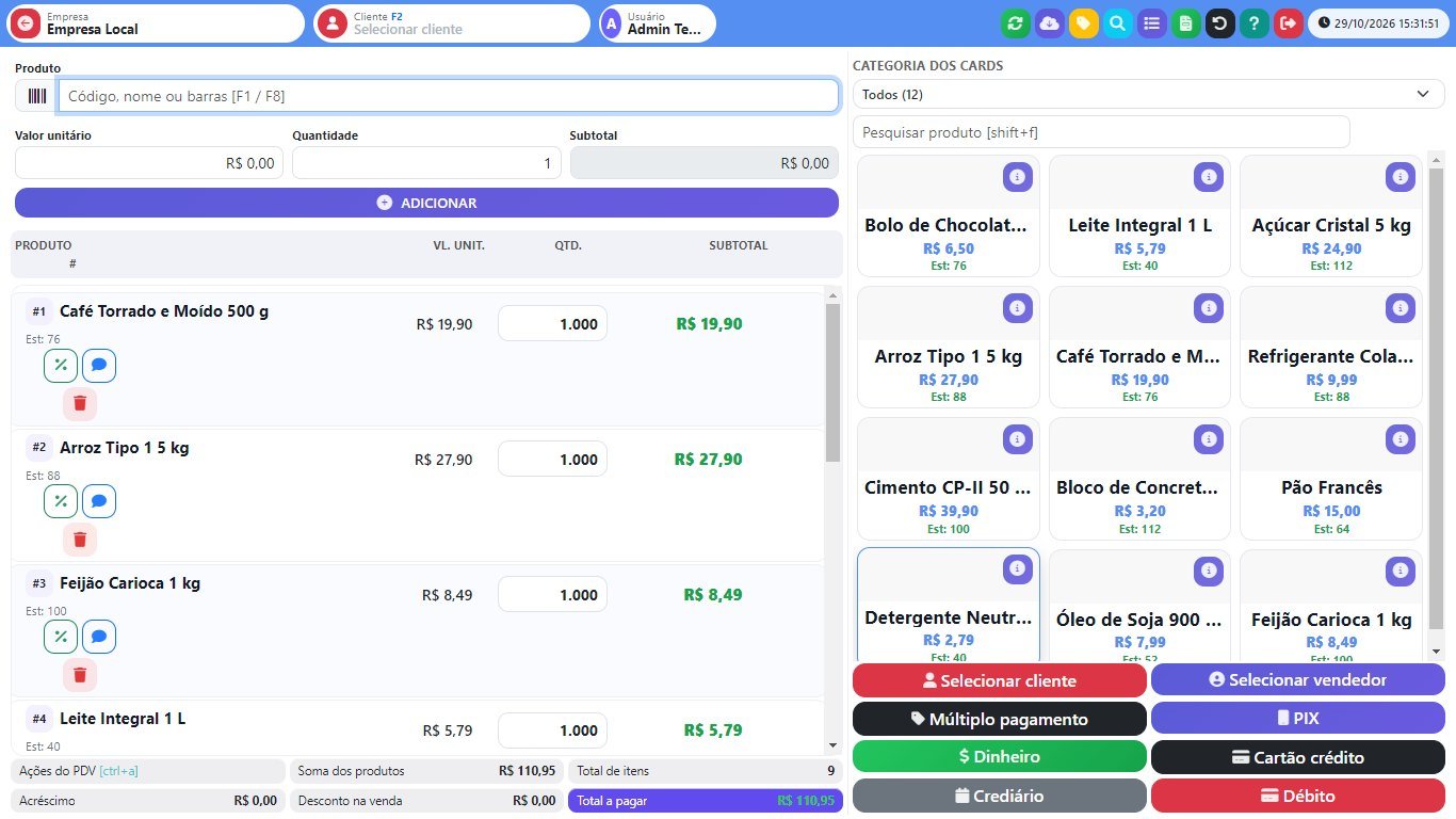 PDV com grade de produtos